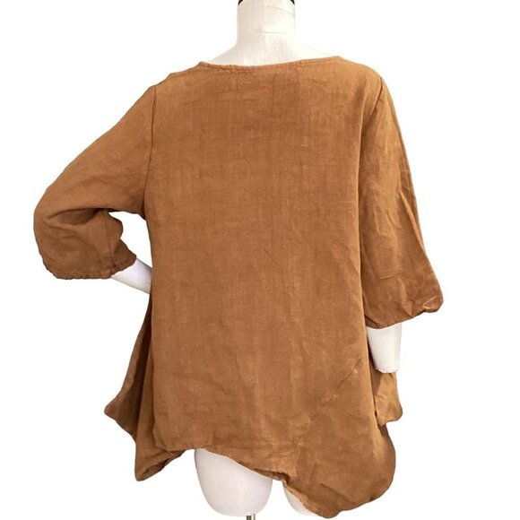 Bryn Walker 100% Linen Asymmetric Tunic Top Sz M Brown 25S - Picture 4 of 8